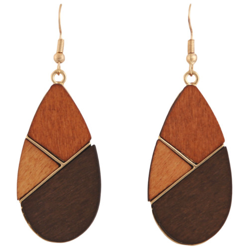 Wooden teardrop earrings with mosaic design Wooden teardrop earrings with mosaic design