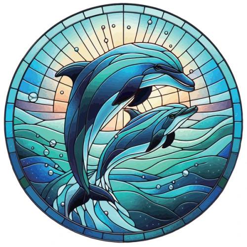 Dolphin Stained Glass Hanger Dolphin Stained Glass Hanger