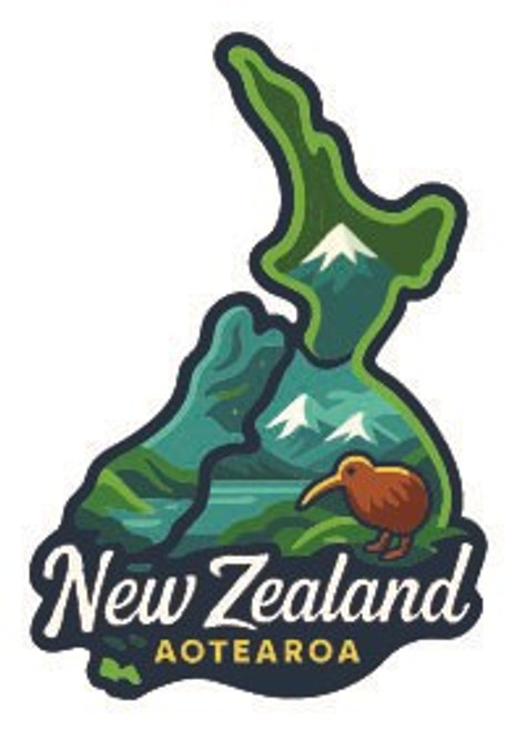 New Zealand Map With Kiwi Magnet New Zealand Map With Kiwi Magnet