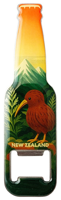 New Zealand Kiwi And Mountain Magnet Bottle Opener New Zealand Kiwi And Mountain Magnet Bottle Opener