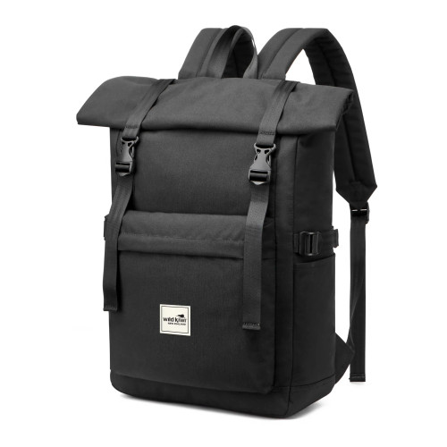 Black Roll Top Backpack Black Roll Top Backpack