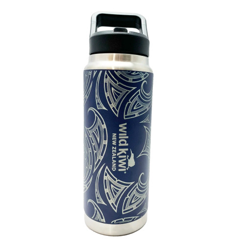 Kowhaiwhai Insulated Drink Bottle with Handle And Straw Kowhaiwhai Insulated Drink Bottle with Handle And Straw