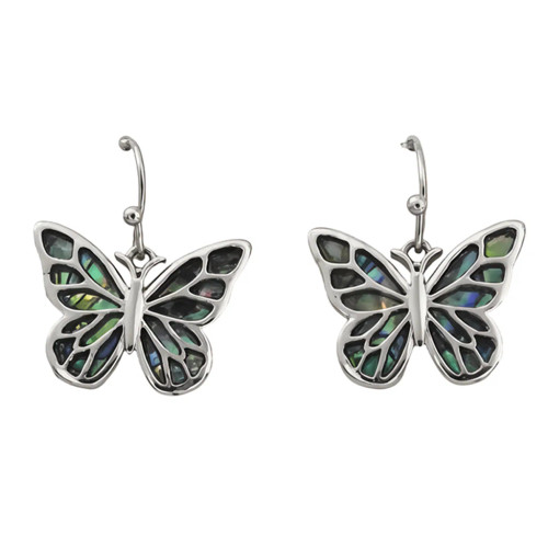 NZ Paua Monarch Dangle Hook Earrings NZ Paua Monarch Dangle Hook Earrings