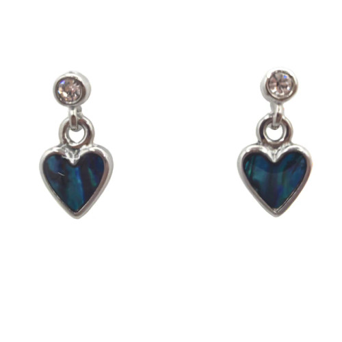 Paua Bezel Heart Drop Diamante Stud Earrings Paua Bezel Heart Drop Diamante Stud Earrings