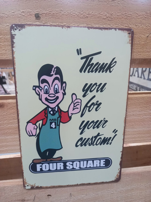 Retro Style tin sign Mr Four Square Man (20cm x 30cm) Retro Style tin sign Mr Four Square Man (20cm x 30cm)