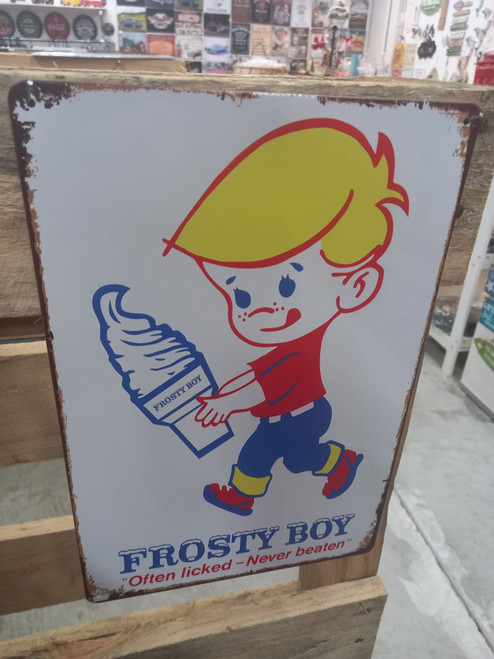 Retro Style tin sign Frosty Boy (20cm wide x 30cm tall) Retro Style tin sign Frosty Boy (20cm wide x 30cm tall)
