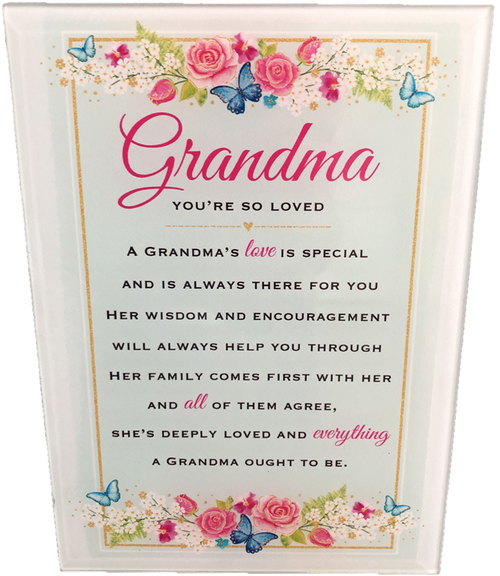 Grandma - Glass Plaque (13cm x 18cm) Grandma - Glass Plaque (13cm x 18cm)