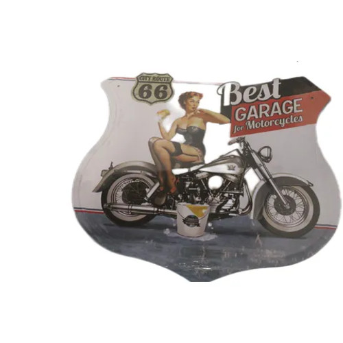 Retro Route 66 Best Garage Shield Tin Sign Retro Route 66 Best Garage Shield Tin Sign