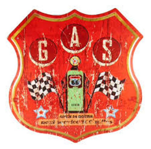 Retro Route 66 Gas Open 24 Hours Tin Sign Retro Route 66 Gas Open 24 Hours Tin Sign