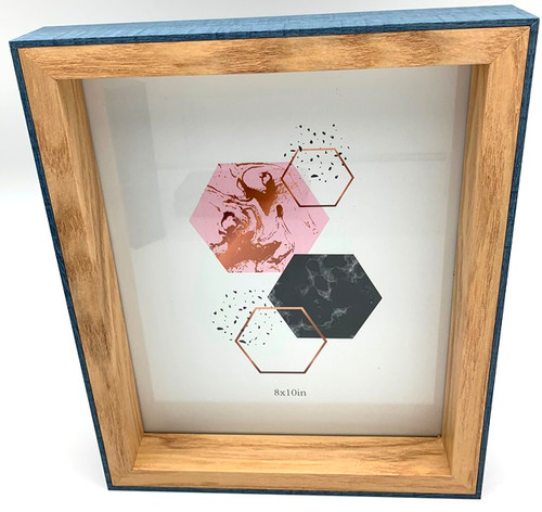 Blue Basso and natural wood photo frame (8 x 10)