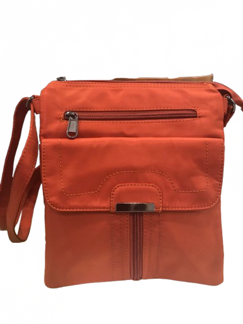 Burnt orange shoulder bag with front pocket
