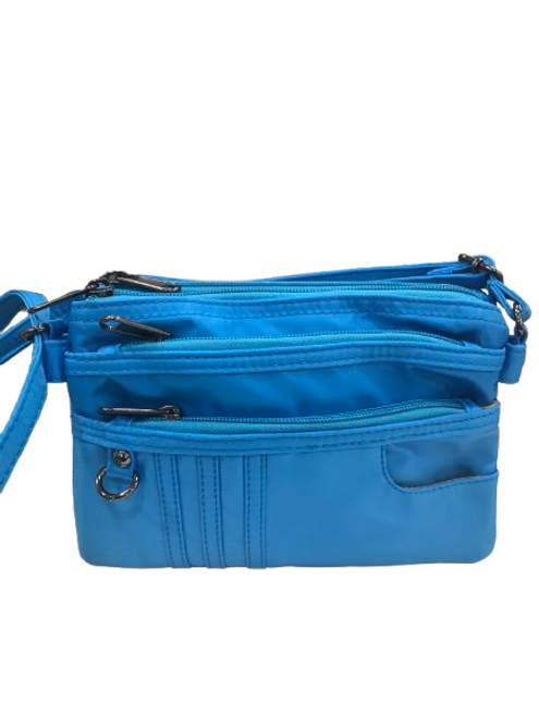 Small shoulder bag with double zip compartments - sky blue Small shoulder bag with double zip compartments - sky blue
