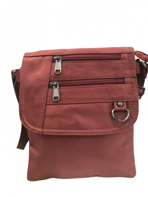 Crossbody bag with front flap and zips - various colours