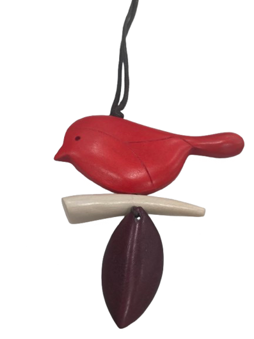 Wooden bird on perch necklace - various colours Wooden bird on perch necklace - various colours