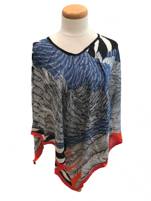 Summerweight poncho - feather and animal print design Summerweight poncho - feather and animal print design