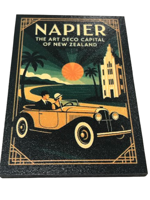 Napier Art Deco magnet - vintage car and sunshine Napier Art Deco magnet - vintage car and sunshine