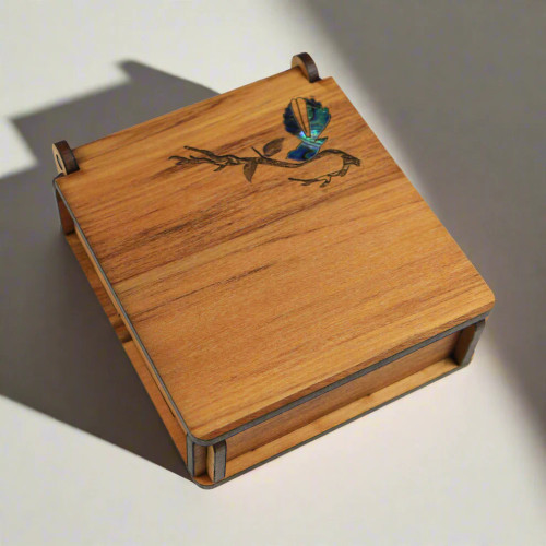 Fantail On A Branch Paua And Rimu Box