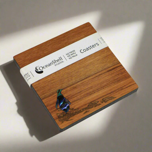 Paua And Rimu Penguin Coaster Paua And Rimu Penguin Coaster