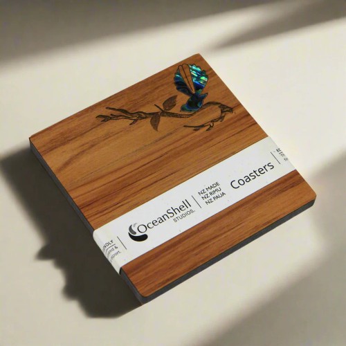 Paua And Rimu Fantail Coaster Paua And Rimu Fantail Coaster