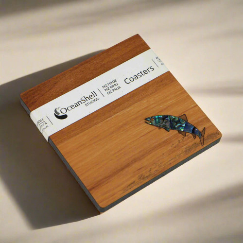 Paua And Rimu Fish Coaster Paua And Rimu Fish Coaster