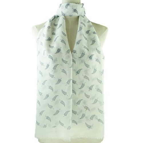 White Scarf With Fern White Scarf With Fern