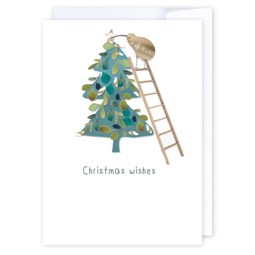 Kiwiana Christmas card - Kiwi and Christmas tree Kiwiana Christmas card - Kiwi and Christmas tree