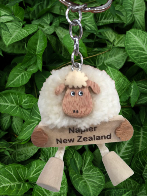 Pom Pom Sheep Keyring With Napier New Zealand Pom Pom Sheep Keyring With Napier New Zealand