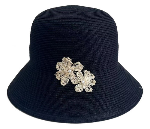 Art Deco style cloche hat with flowers and faux pearl detail Art Deco style cloche hat with flowers and faux pearl detail