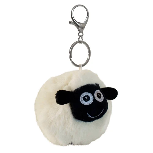 Fluffy sheep pom pom keyring and bag charm with clip