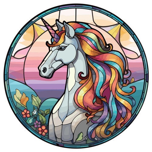 Unicorn stained glass hanger (30cm)