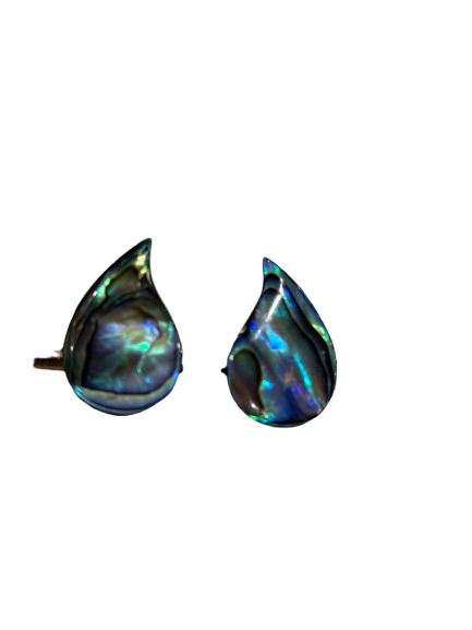 NZ paua shell teardrop earrings - clip-ons