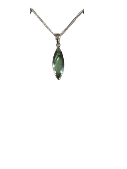 Sterling silver teardrop with NZ paua shell inlay necklace