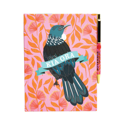 Kia Ora Floral Tui Notebook and pen set