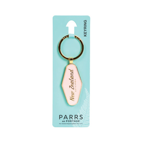Pink New Zealand Aotearoa metal souvenir key ring