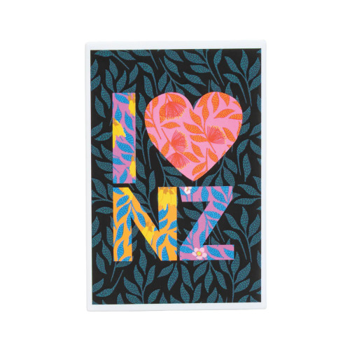 I Love NZ Floral Metal Magnet