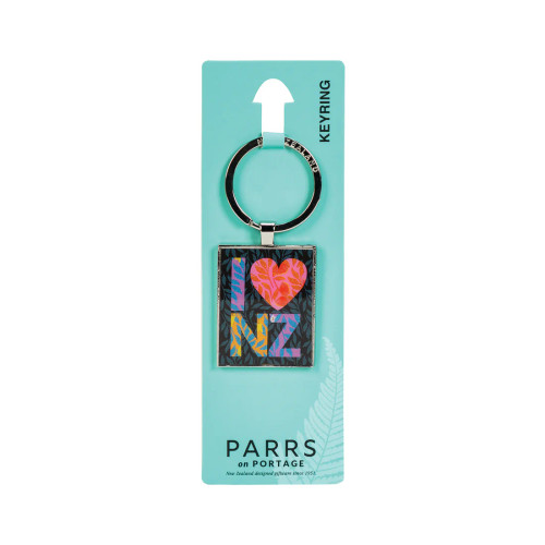 Floral 'I Love NZ' Square Keyring