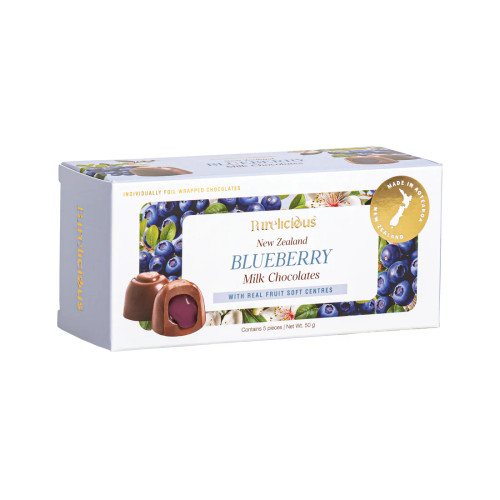 New Zealand Blueberry Milk Chocolate with Real Fruit Soft Centres 5pc - Made in NZ