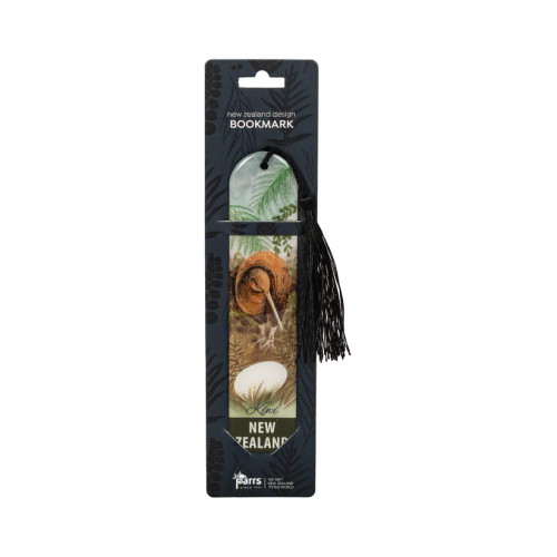 Magnetic bookmark featuring a kiwi and egg design with a tassel
