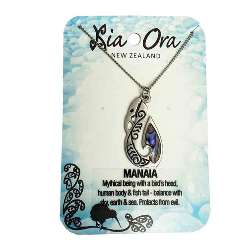 Pewter Pendant With Paua-Manaia