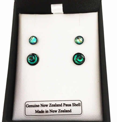 Paua Stud Earrings 2 Pair Boxed