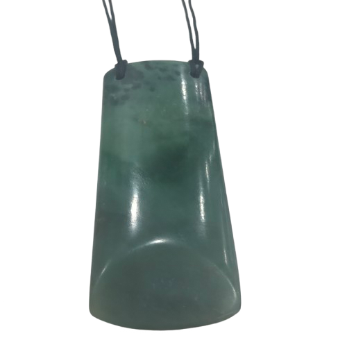 NZ Greenstone large toki on black cord (approx 8cm x3.5cm)