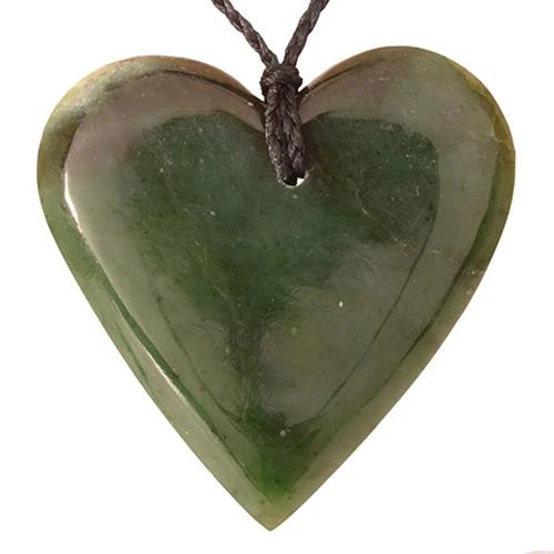 NZ greenstone (pounamu) heart on black cord