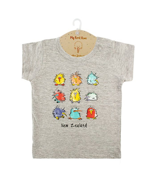 New Zealand Crazy Kiwi Infant T-Shirt - Grey Marle