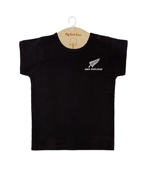 NZ Sports Fern on black Infant T-Shirt (size 00-1)