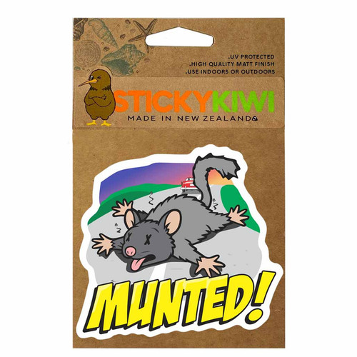 9cm sticker with possum and Munted