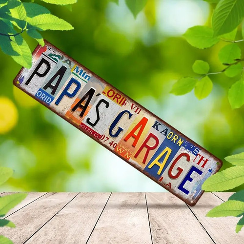 40cm Metal Sign Papa's Garage