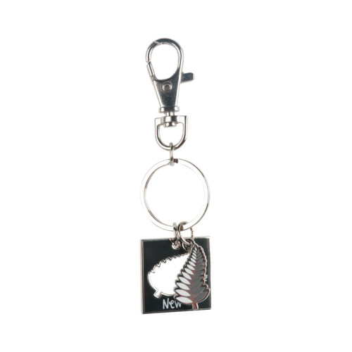 Metal Cut out NZ Silver Fern Keyring