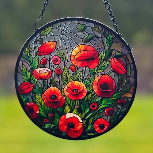 Poppies Stained Glass Hanger