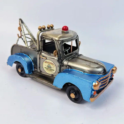 Retro Silver And Blue Tow Truck