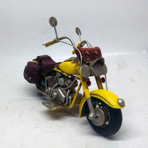 Retro Yellow Motorbike with SaddleBags